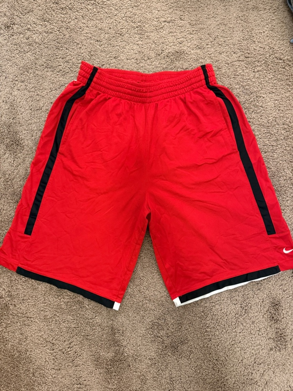 Nike Red Basketball Shorts with Black and White Trim